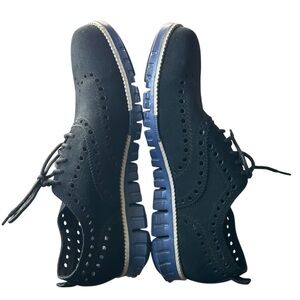 Cole Haan Zero Grand OS My 7 Shoe Lightweight Leather Black Oxford Wingtip Blue